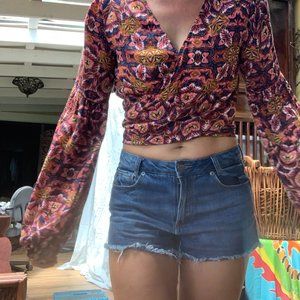 Billabong puff sleeve wrap top